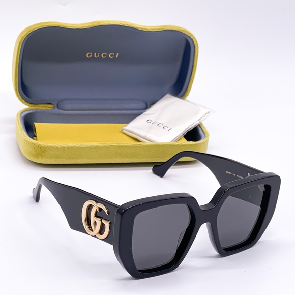 NEW GUCCI GG0956S 003 BLACK SUNGLASSES GUCCI WOMEN’S EYEWEAR GUCCI GG0956S - Picture 1 of 14